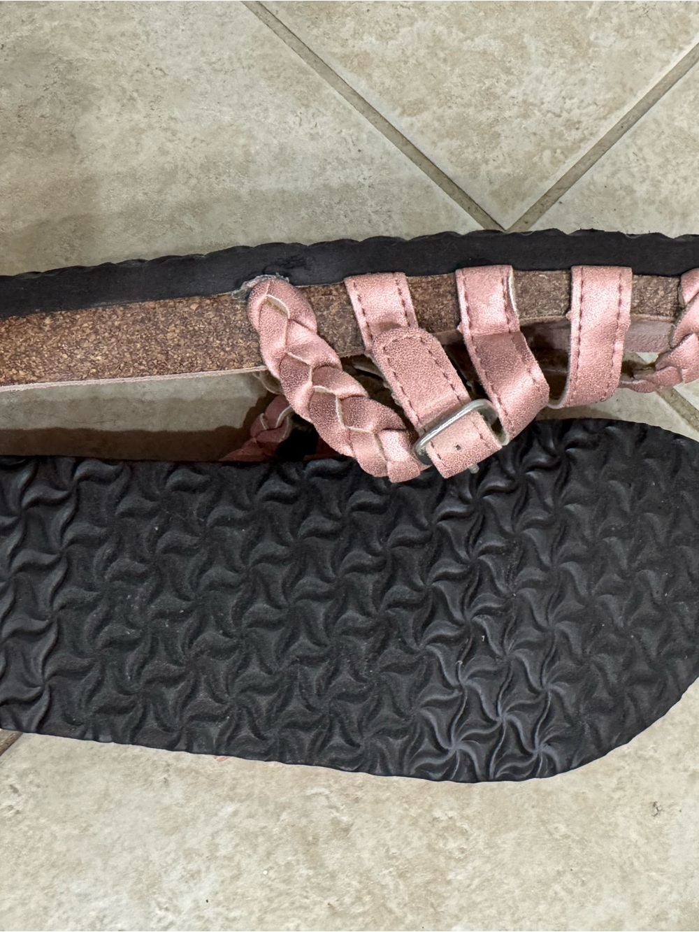 Muk Luks Pink Braided Strap Slide Sandals - Picture 3 of 3